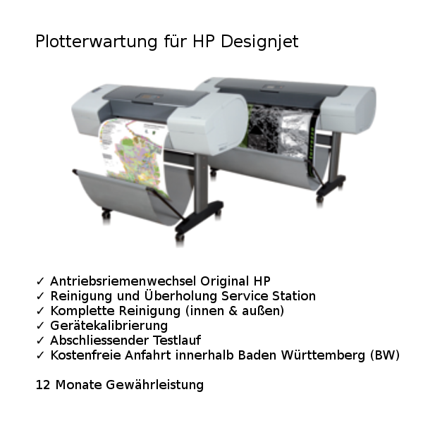 Plotter-Wartung HP DesignJet T610 / T1100 / T1120 – inkl. Riemenwechsel & Service Station Überholung Kopie